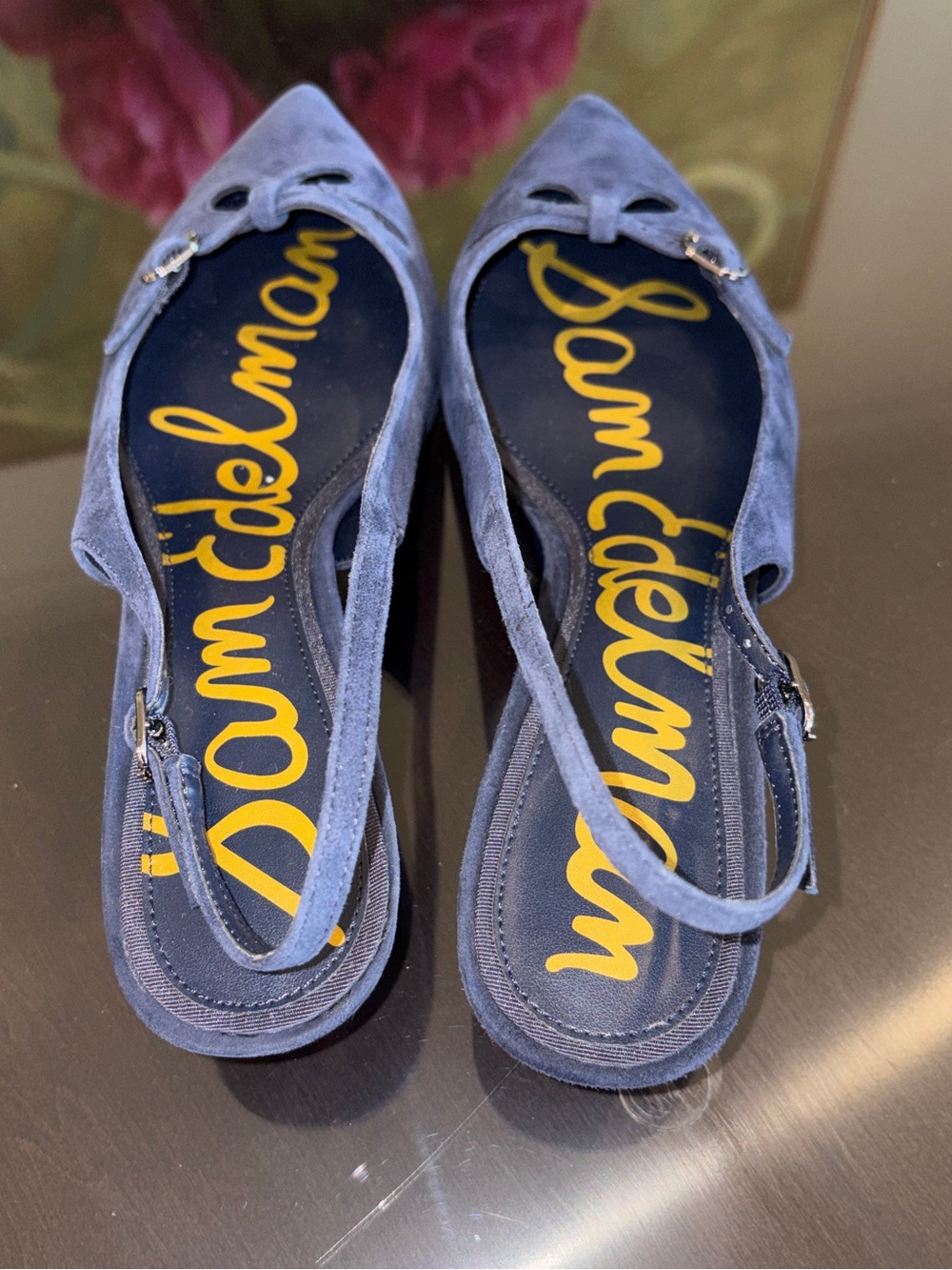 Sam Edelman Navy Blue Suede Kitten Heel Slingback Sz 9.5 NWOB - Picture 5 of 7